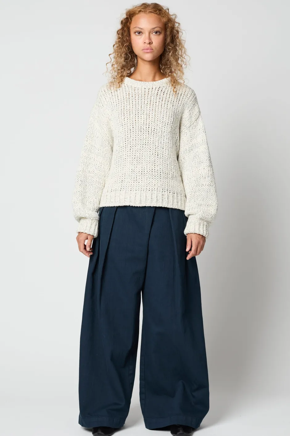 Anonymous Ism AD Balloon Sleeve Texture Loose Cotton-Women Knitwear