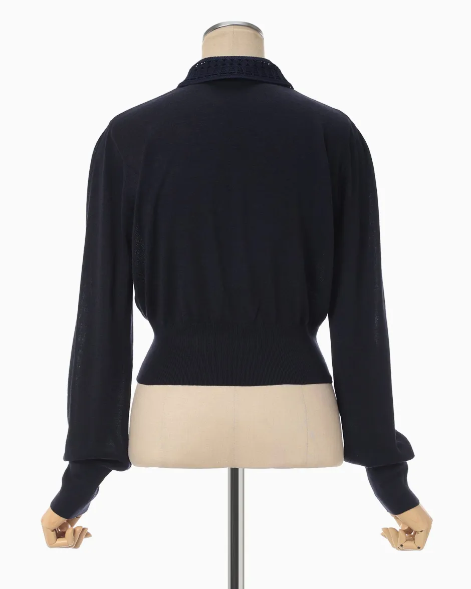Anonymous Ism Detachable Collar Knit Cardigan-Women Tops|Tops