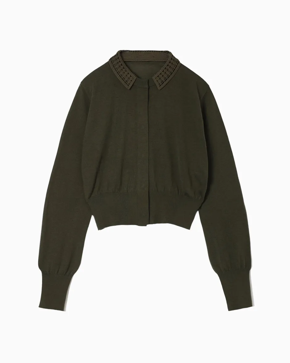 Anonymous Ism Detachable Collar Knit Cardigan-Women Tops|Tops