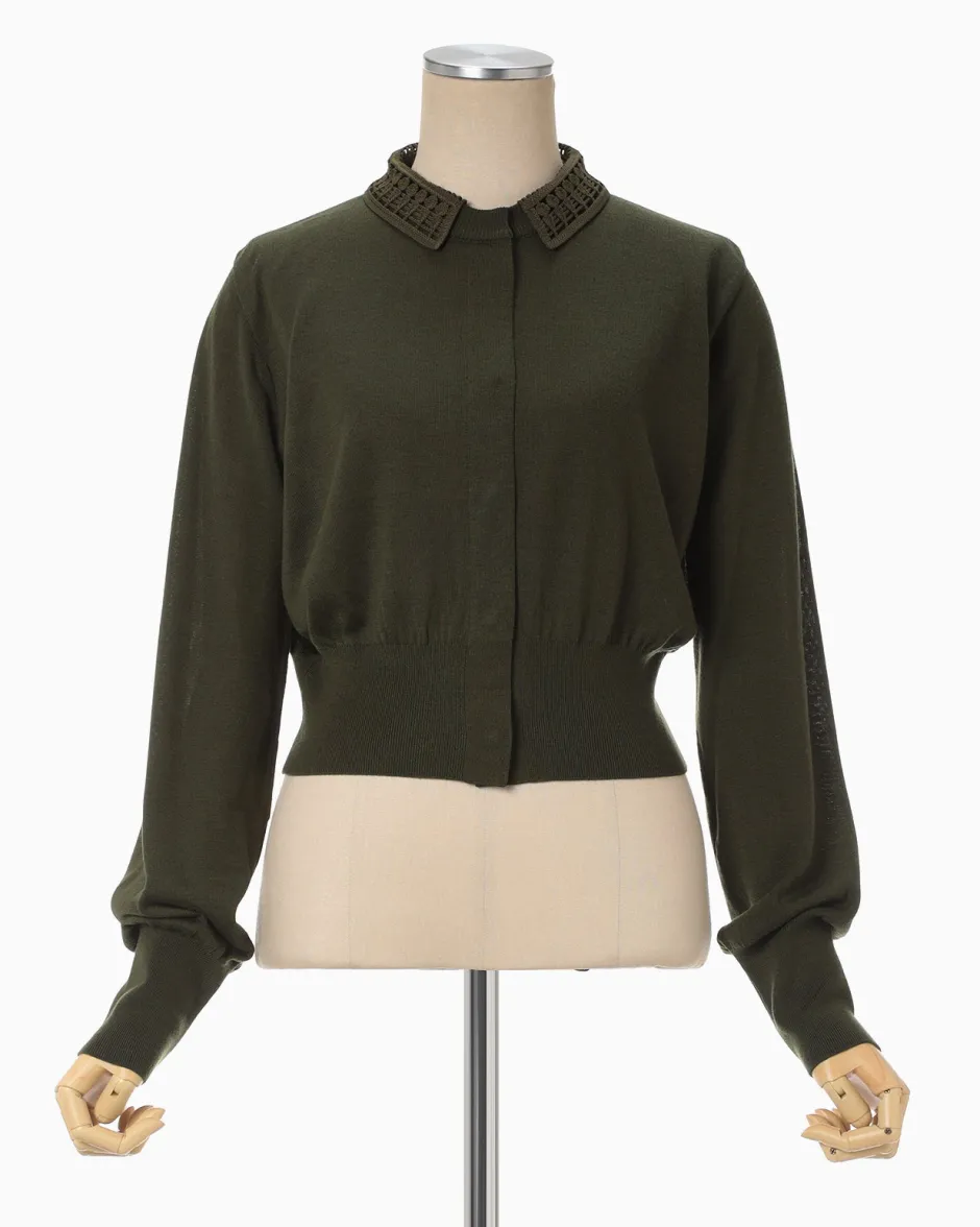 Anonymous Ism Detachable Collar Knit Cardigan-Women Tops|Tops