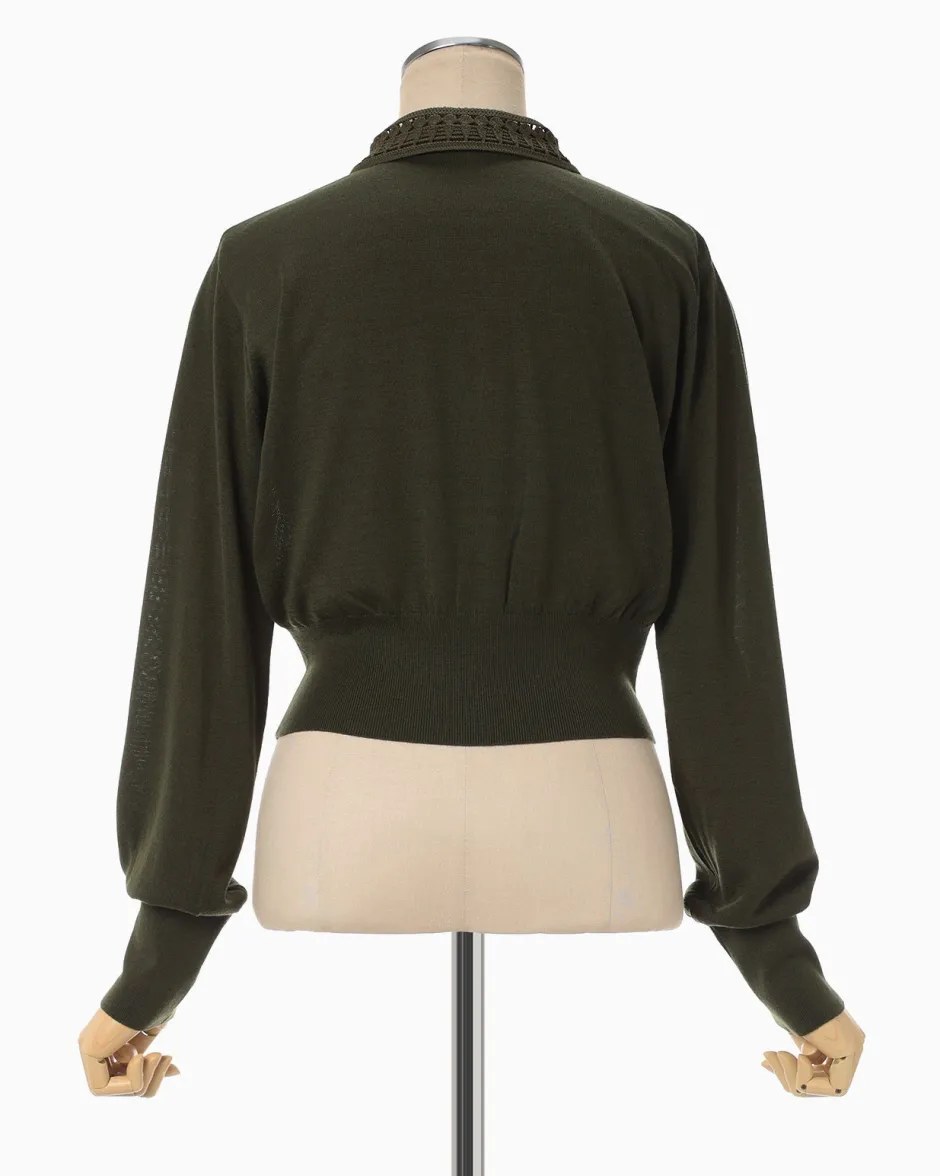 Anonymous Ism Detachable Collar Knit Cardigan-Women Tops|Tops
