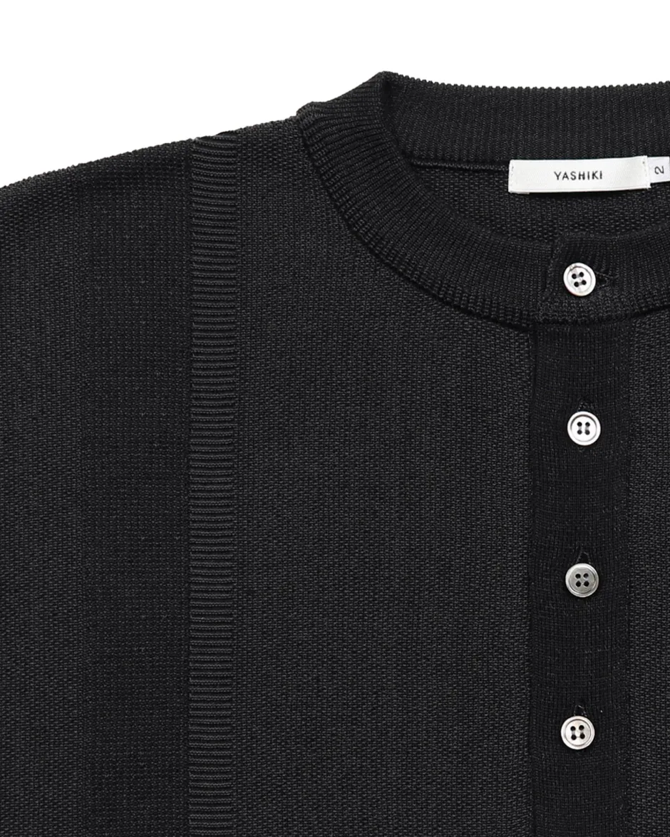 Anonymous Ism Fumon Knit Henley Neck Sweater- Tops|Knitwear