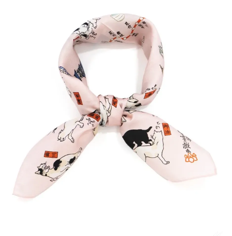 Anonymous Ism HIROSHIGE Cat Pattern Silk Scarf- Bandana|Accessories