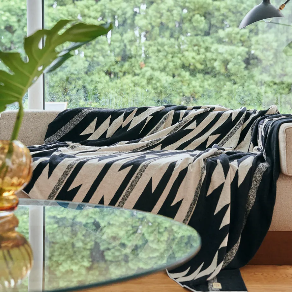 Anonymous Ism Large - Native Motif Cotton Pile Blanket - Black- Blanket