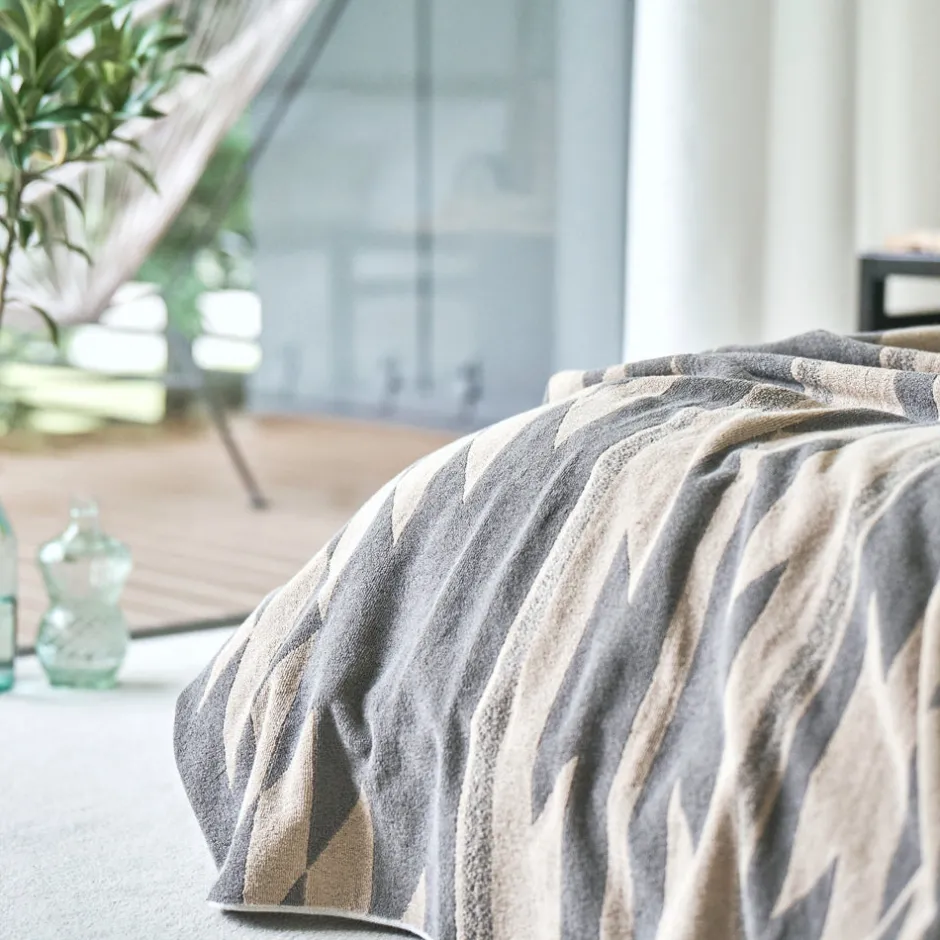 Anonymous Ism Large - Native Motif Cotton Pile Blanket - Beige- Blanket