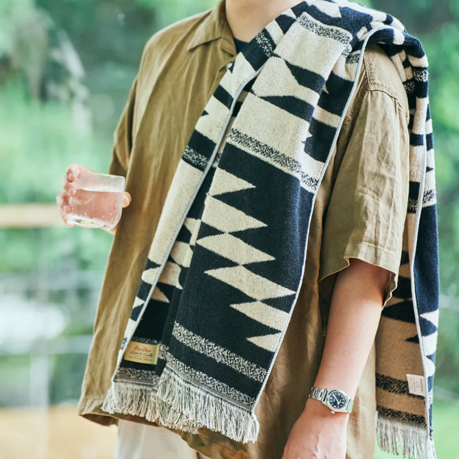 Anonymous Ism Native Motif Cotton Pile Blanket - Black- Blanket