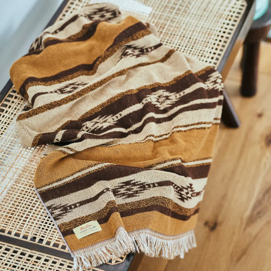 Anonymous Ism Native Motif Cotton Pile Blanket - Brown- Blanket