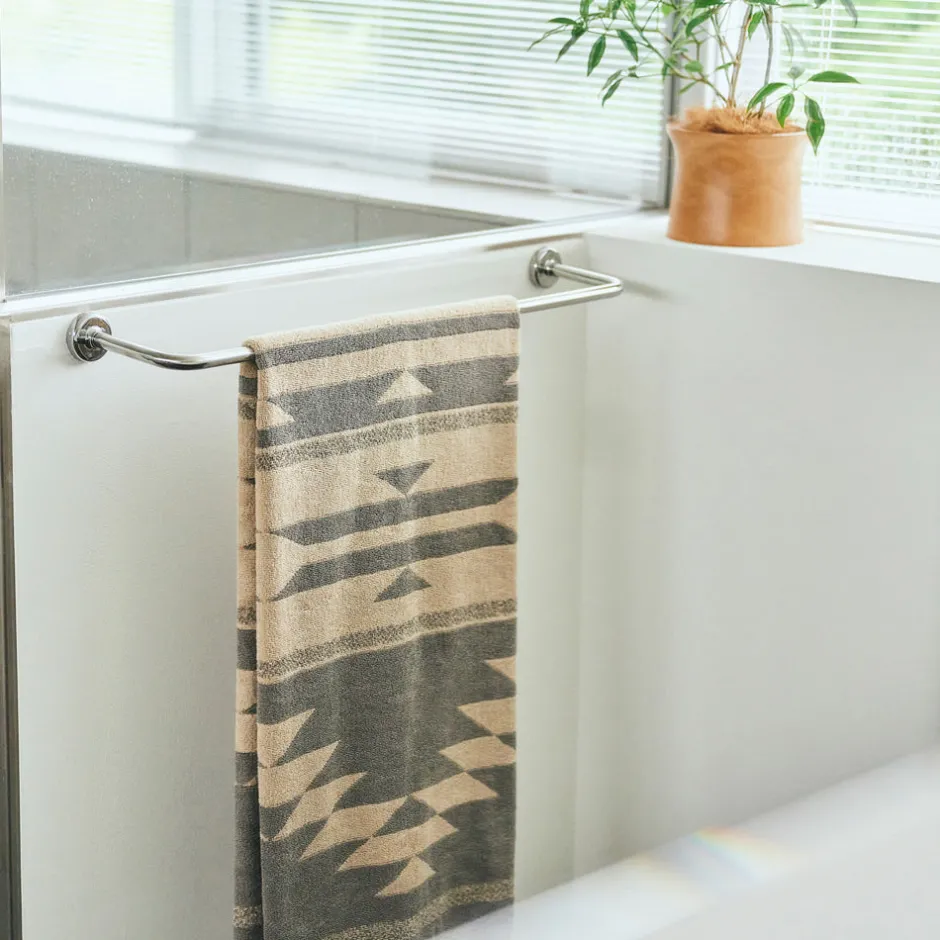 Anonymous Ism Native Motif Cotton Pile Blanket - Beige- Blanket