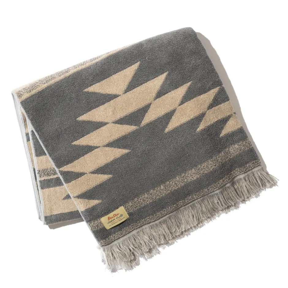 Anonymous Ism Native Motif Cotton Pile Blanket - Beige- Blanket