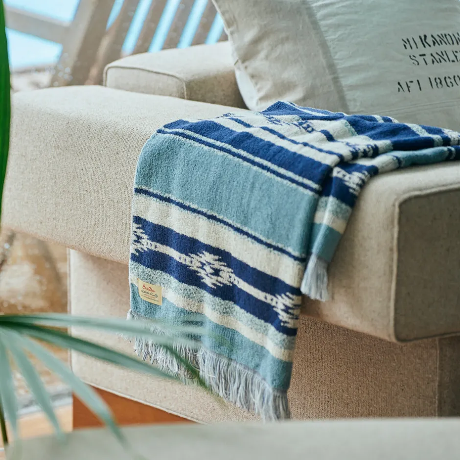 Anonymous Ism Native Stripe Cotton Pile Blanket - Blue- Blanket