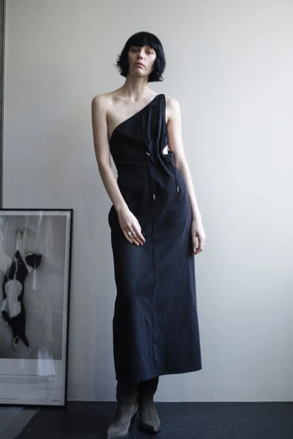 Anonymous Ism ONE-SHLDR DRAWSTRING DRESS-Women Dress
