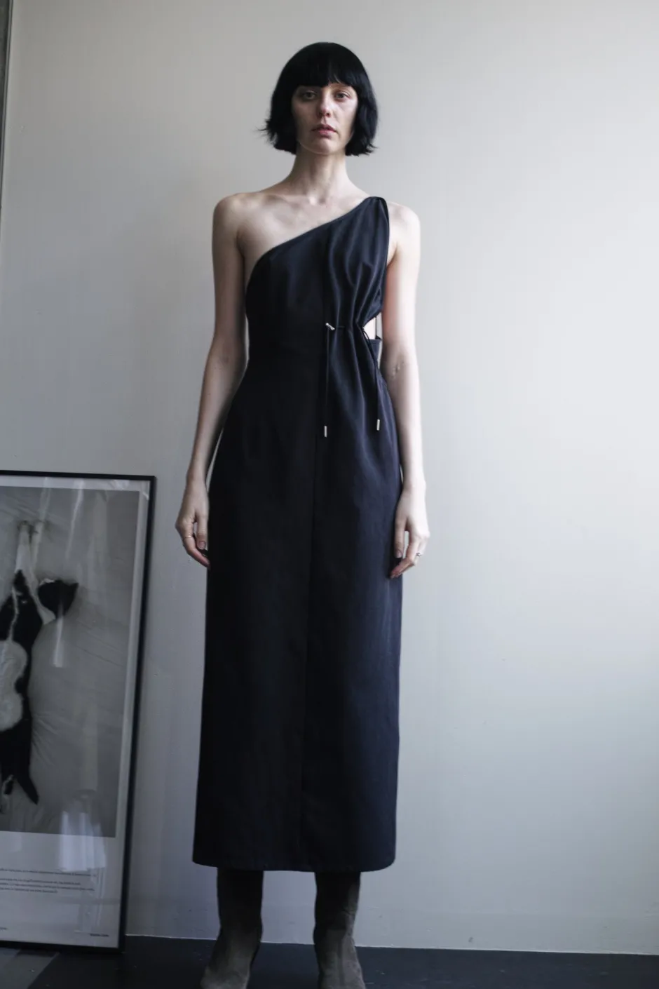 Anonymous Ism ONE-SHLDR DRAWSTRING DRESS-Women Dress