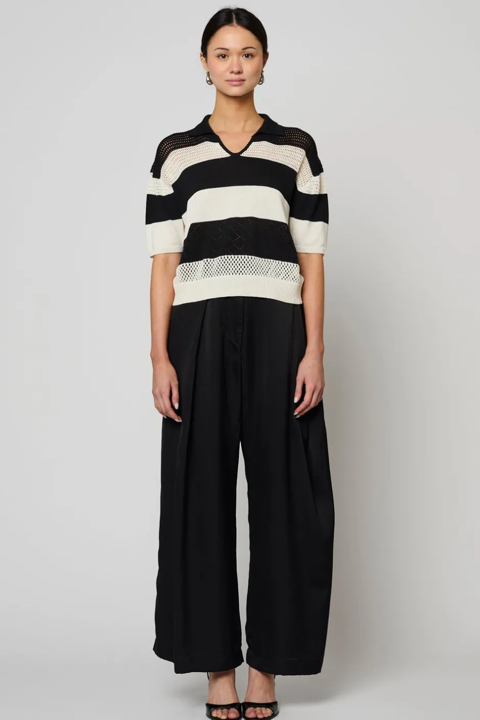 Anonymous Ism Polo Shirt Openwork Knit-Women Knitwear